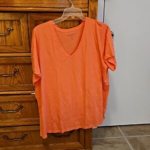 Vibrant Orange V-Neck Women's Top